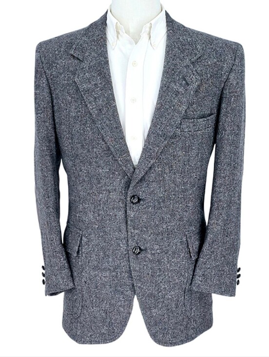 Pendleton Other - Pendleton Tweed Blazer Size 43 Men Gray Suede Elbow Patch USA Americana